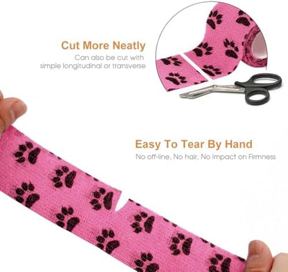 AUPCON Vet Wrap Cohesive Bandages Bulk Self Adhesive Bandage Wrap Self Adherent Wrap Non-Woven for Dogs Pet Animals & Ankle Sprains & Swelling (2 Inch Mix)