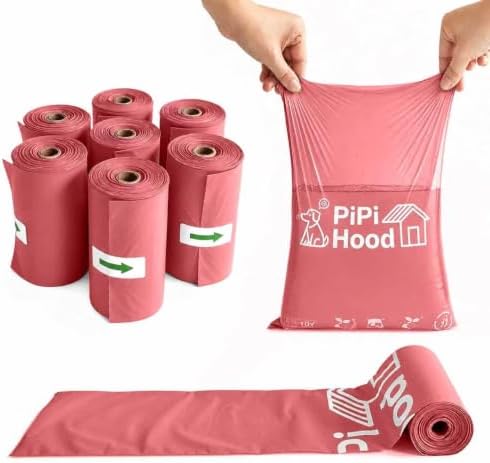 0.8 Mil Thick 105 Count Dog Poop Waste Bags,Home Compostable Pink