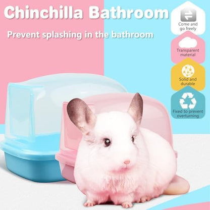 kathson Hamster Sand Bath Container Dwarf Hamster Dry Bathroom Chinchilla Sauna Toilet Plastic Sand Bathtub Sand Box Ideal for Guinea Pig Gerbil Hedgehog Squirrel and Other Small Animals (Pink)