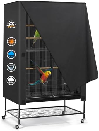 Zettum Bird Cage Cover - 600D Bird Cage Covers for Night Heavy Duty & Waterproof, Fade-Resistant Pet Bird Cage Cover Accessory for Parakeet, Parrot, Cockatiel and More Finches - 26 x 19 x 40 Inch