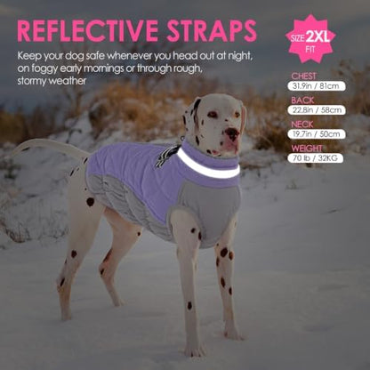 AOFITEE Dog Coat for Extra Large Dogs Warm Dog Winter Jacket with Harness