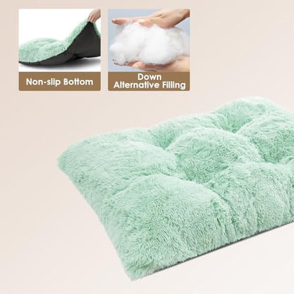 EHEYCIGA Fluffy Dog Crate Bed for Medium Dogs, Plush Crate Pad, Apple Green