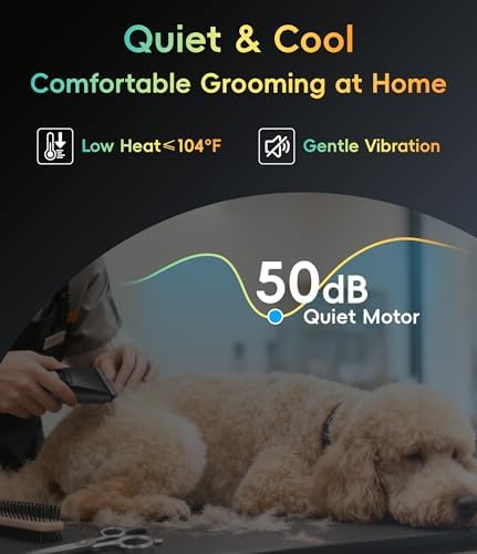 Dog Grooming Clippers for Thick Heavy Coats 3 Speeds Low Noise Pet Grooming Kit Cat Eletric Clipper with 10FC Ceramic & Stainless Steel Blade,Black