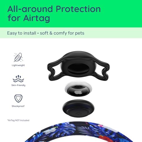 Airtag Dog Collar,with Waterproof airtag Holder，Original Stylish Cute Pattern Design.QR Code ID Buckle，Comfortable Soft Cotton for Small Medium Large Dogs