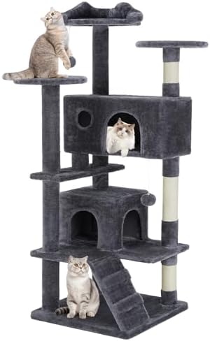 Sweetcrispy 54 Inch Cat Tree Tower with Scratching Post, Indoor Use