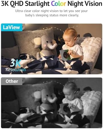 LaView 5MP 3K Cameras for Home Security Indoor,Home Security Camera for Baby/Elder/Pet/Nanny,Baby Cam Starlight Sensor Color Night Vision,US Cloud Service,Compatible with Alexa