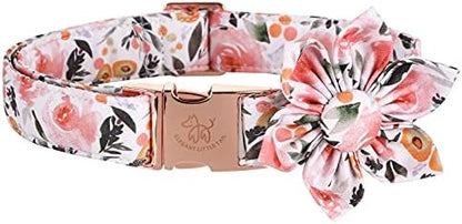 Elegant little tail Floral Girl Dog Collar for Female Dogs, Pet Collar Adjustable Dog Collars with Flower Gift for X-Large Dogs