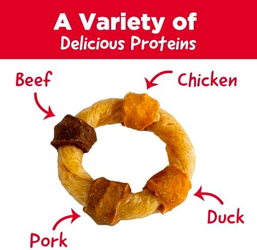 Country Kitchen Rawhide Free Kabob Rings Dog Chews, Made with Real Chicken, Beef, Pork, and Duck, 5 Count (Pack of 2)