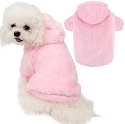 Fuzzy Dog Hoodie Sweater for Large Dogs Warm Winter Dog Clothes with Double-Sided Plush Fleece Soft Stretchy Pet Coats Hooded Sweatshirt for Medium Large Dogs