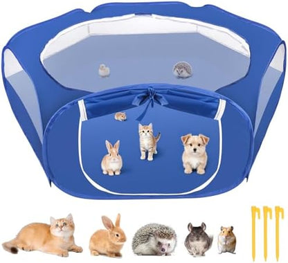 Fortable Small Pet Playpen with Top Cover Indoor Outdoor Use, Blue