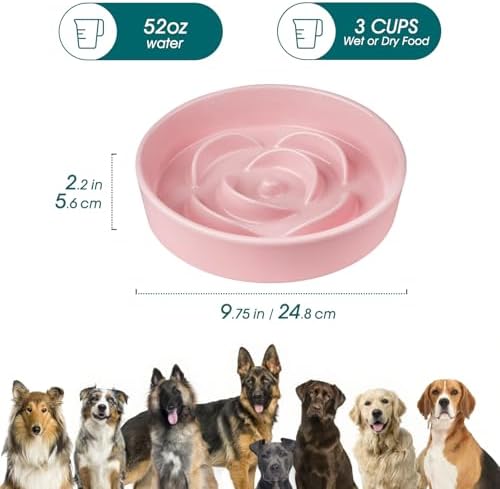 vancasso Ceramic Slow Feeder Dog Bowl, 3 Cups Puzzle Dish for Large Breeds