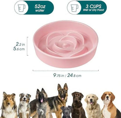 vancasso Ceramic Slow Feeder Dog Bowl, 3 Cups Puzzle Dish for Large Breeds