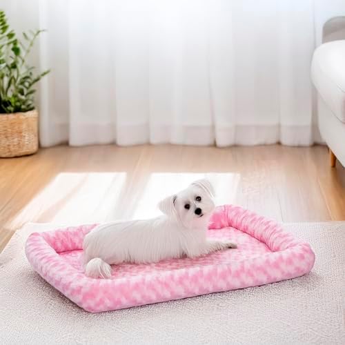 MidWest Homes for Pets QuietTime Fashion XS Dog Bed - Pink Faux Fur Bolster, Ultra-Soft and Machine Washable, Fits 22-Inch Crates and Carriers, for Small Dogs and Cats