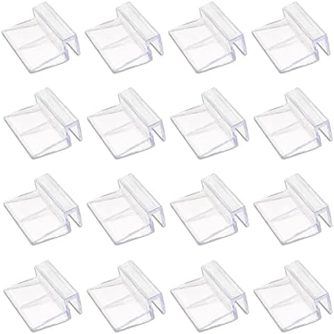 16 PCS 6mm Acrylic Aquarium Cover Clip, Clear Fish Tank Glass Cover Clip Support Holder Universal Lid Clips for Rimless Aquariums