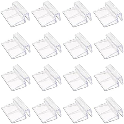 16 PCS 6mm Acrylic Aquarium Cover Clip, Clear Fish Tank Glass Cover Clip Support Holder Universal Lid Clips for Rimless Aquariums