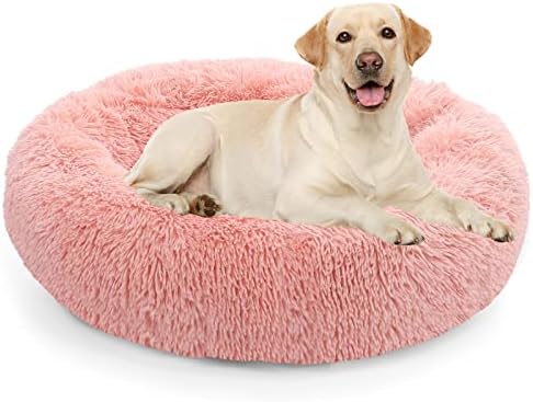 NOYAL Donut Dog Bed for Small Medium Pets, Plush Calming Faux Fur