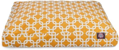 Majestic Pet Shredded Memory Foam Dog Bed Large with Removable Washable Cover – Rectangle Orthopedic Dog Bed–Durable Dog Crate Bed-Flat Dog Bed for Senior Dogs - (44x36) L - Links - Yellow