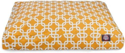 Majestic Pet Shredded Memory Foam Dog Bed Large with Removable Washable Cover – Rectangle Orthopedic Dog Bed–Durable Dog Crate Bed-Flat Dog Bed for Senior Dogs - (44x36) L - Links - Yellow