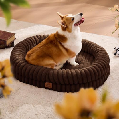 ChiXnuggle Orthopedic Dog Bed, Washable Cover, Faux Fur Bolster Pet Couch