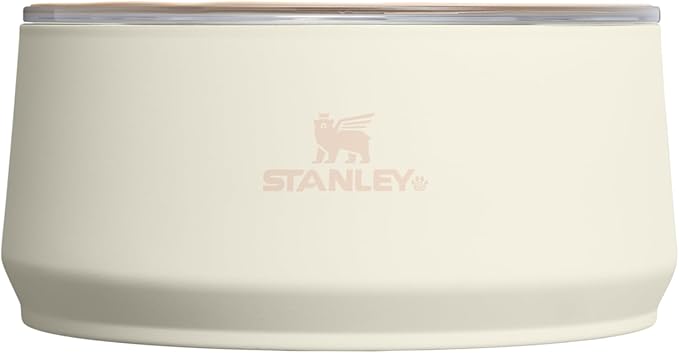 STANLEY Pet Bowl | 6-Cup (48 oz) Insulated Stainless Steel Dog & Cat Bowl | Splash-Resistant Lid | Dishwasher Safe | BPA-Free | Cream