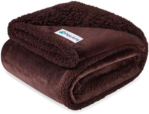 PetAmi Waterproof Dog Blanket for Small Dog Puppy Cat, 29x40, Brown Sherpa