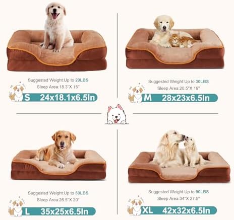 DUMOS 35x25 Inch Orthopedic Dog Bed for Indoor Use, XL Couch Bed