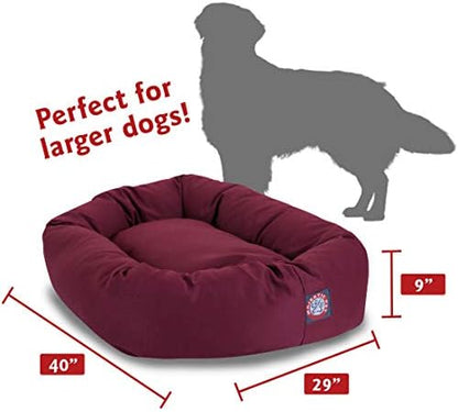 Majestic Pet Bagel Calming Dog Bed, 40 in Large, Round, Washable, Burgundy