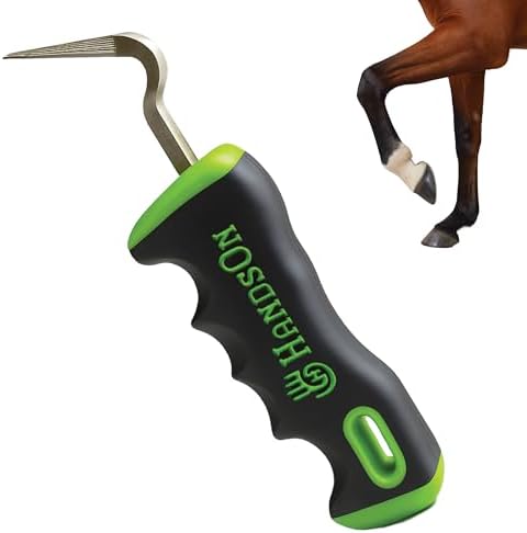 Handson Hoof Pick - Horse Grooming Supplies for Daily Cleaning & Maintenance - Metal Pick w/Hoof Filer for Horses - Ergonomic Grip