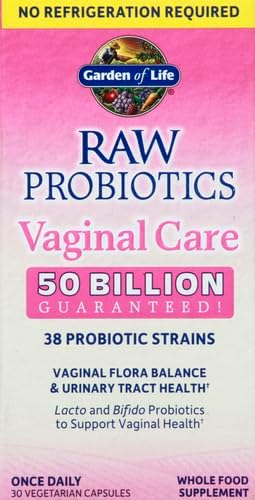 Garden of Life Raw Probiotics Vaginal Care - 50 Billion CFU - 38 Probiotic Strains - Supports Vaginal & Urinary Tract Health - Shelf Stable - 30 Vegetarian Capsules (Pack of 6)