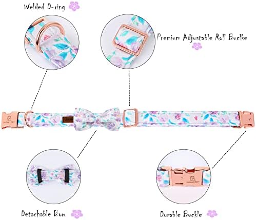 Lionheart glory Purple Dog Collar, Adjustable Dog Collar with Bowtie, Pet Gift Collar for Dog Soft Bowtie Dog Collars for Medium Dogs