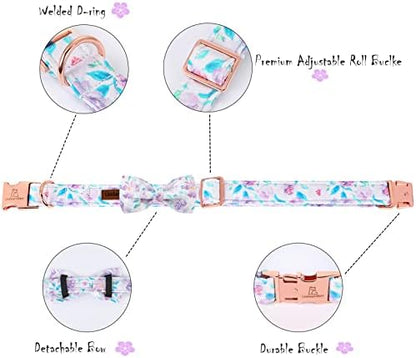 Lionheart glory Purple Dog Collar, Adjustable Dog Collar with Bowtie, Pet Gift Collar for Dog Soft Bowtie Dog Collars for Medium Dogs