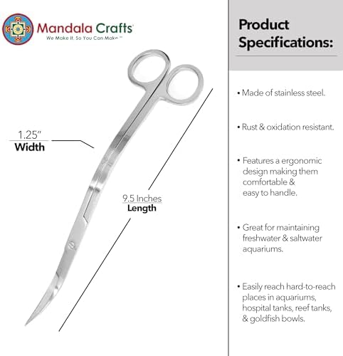 Mandala Crafts Stainless 10" Wave Fish Tanks Terrariums Aquarium Scissors