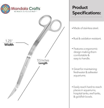 Mandala Crafts Stainless 10" Wave Fish Tanks Terrariums Aquarium Scissors