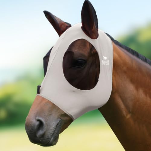 Harrison Howard Super Comfort Stretchy Fly Mask Large Eye Space with UV Protection Soft on Skin with Breathability Gentle Grey S Pony
