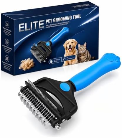 Deshedding Dog Brush，3-in-1 Undercoat Rake for Dogs (Blue)