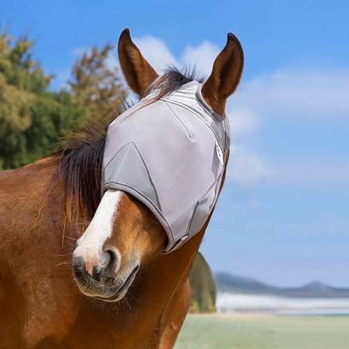 Raelitego Horse Fly Mask Without Ears, Breathable Mesh UV Protection (S)