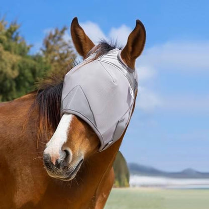 Raelitego Horse Fly Mask Without Ears, Breathable Mesh UV Protection (M)