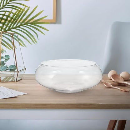 IbErsacs Clear Fish Bowl Vase Bubble Bowl Round Shallow Planter Terrarium Fish Bowl Aquatic Plant Pot Daffodil Pot Hydroponic Planter Fish Tank Aquarium Bowl, Transparent