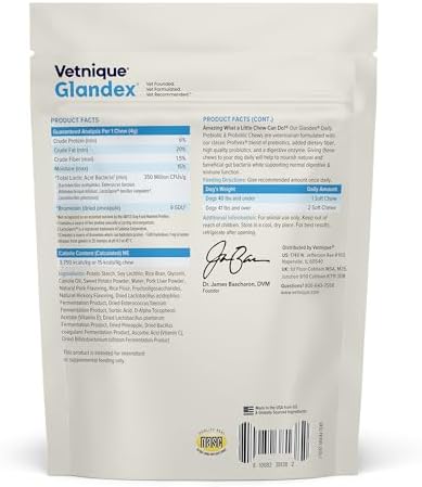 Vetnique Glandex Probiotics for Dogs Chews 30ct, Prebiotics & Enzymes