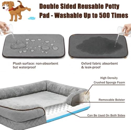 Large Dog Sofa Bed with Reusable Potty Pad - 44.5" x 33.5" x 6.7"