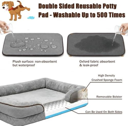 Orthopedic Memory Foam Dog Bed with Reusable Potty Pad