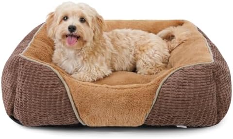 MIXJOY Dog Beds for Small Dogs, Cat Beds for Indoor Cats Washable, Calming Pet Small Size Dog, Soft Rectangle Pet Beds Sofa Cuddler, Orthopedic Cozy Puppy Beds, Anti-Slip Bottom(20x19in)