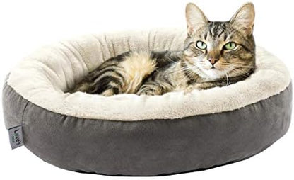 Love's cabin Round Donut Cat and Dog Cushion Bed, 20in Bed for Cats or Small Dogs, Anti-Slip & Water-Resistant Bottom, Super Soft Durable Fabric Pet Beds, Washable Luxury Cat & Dog Bed Gray