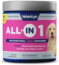 Vetericyn All-in 1 Multifunctional Puppy Supplement | Digestive Enzymes + Antioxidant Immune Support for Puppies + Vitamins, Minerals, Prebiotics, Probiotics, and Omegas. 90 Count