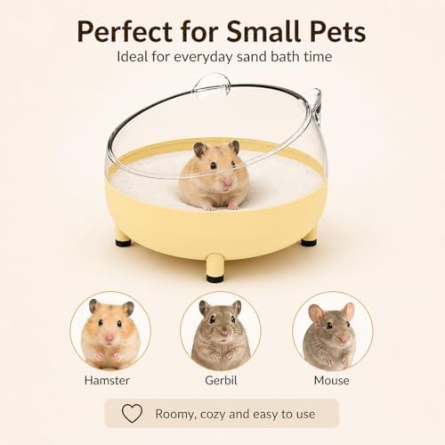 Meow&Woof Hamster Sand Bath Container, Large Sandbox Toilet Gerbil Batheoom, Tiny Chinchilla Dust Bathtub Sand Bath Box for Hamster Cage Accessories 5.2 Inch-White