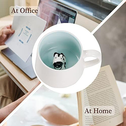 BigNoseDeer Zebra Mug Cute Mugs with 3D Zebra Inside Ceramic Coffee Mug Tea Cup with Spoon and Lid Cool Stuff Birthday Mother's Day Cute Gifts for Women Kids 12oz（Zebra）