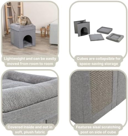 Trixie Crazy Cube Stackable Cat Condos, Gray, 1-Story
