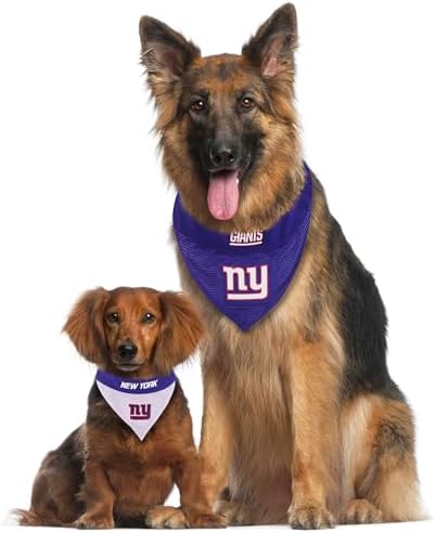 Pets First NFL New York Giants Reversible Bandana Size XX-Large for Dogs & Cats. 2 Sided Sports Bandana, Premium Embroidery Team Logo, Many NFL Teams Available