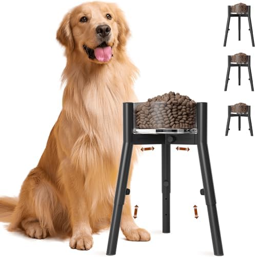 Dog Bowl Stand for Large Dogs, Adjustable Width & Height, Elevated Bowls for 7-10.7" Wide, 3 Height Adjustment, Tall Food and Water Holder, Single Holder, Bowl Not Included