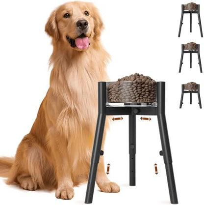 Dog Bowl Stand for Large Dogs, Adjustable Width & Height, Elevated Bowls for 7-10.7" Wide, 3 Height Adjustment, Tall Food and Water Holder, Single Holder, Bowl Not Included